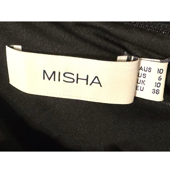 NWT Misha Deana Gold Chain Cowl Neck Midi Jersey Halter Dress Black Women 6 NWT - Picture 3 of 10